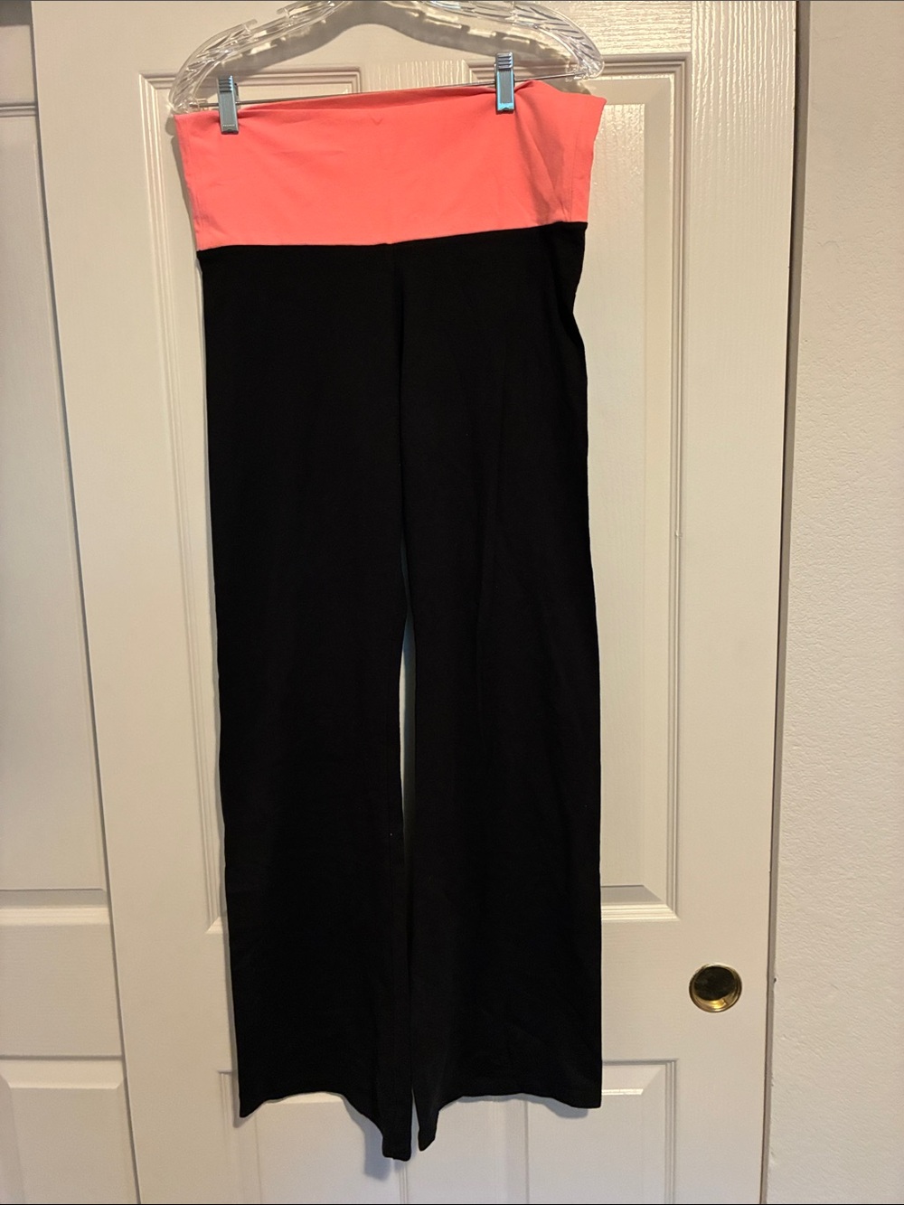 Victoria's Secret Black Wide-Leg Pants with Coral Foldover Waist